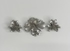 Vintage Giovanni Silver Silvertone Flower Brooch Pin Clip On Earrings Set — photo 3