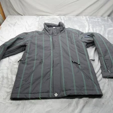 Descente Jacket Men Small Gray Stripes Pockets Insulated Back Vent Ski Snowboard