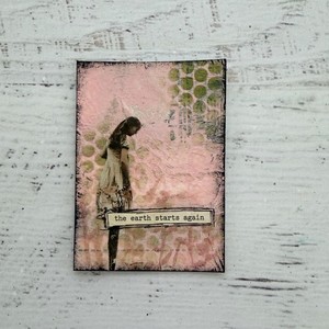 ACEO Original Art Card Mixed Media Collage Spring "The Earth Starts Again"