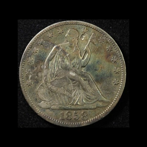 1858 50c Seated Liberty Silver Half Dollar - Free Shipping USA