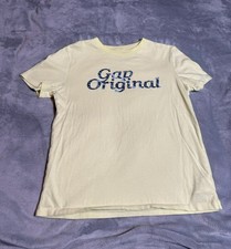 Gap Original T Shirt Kids Large Yellow Graphic Print Cotton Crew Neck Pullover