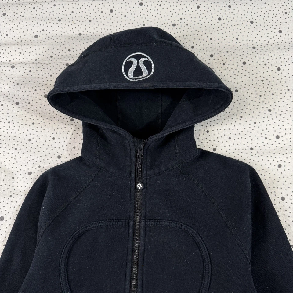 Lululemon Hoodie Women's 4 Black White Scuba Full Zip Sporty Preppy - Image 2 of 4