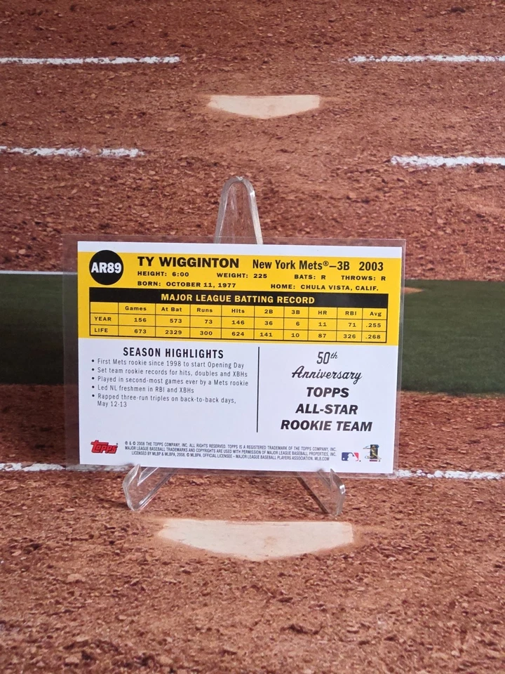 2008 Topps 50th Anniversary All-Star Rookie Ty Wigginton #AR89 New York Mets  - Image 3 of 4