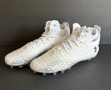 Size 10 Under Armour Spotlight Clone 3026334-100 White Silver Football Cleats