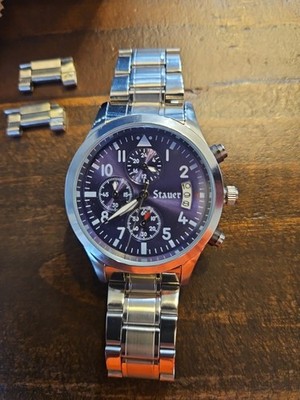 Stauer Men's Chronograph Watch Jet-Setter Silver Stainless Steel