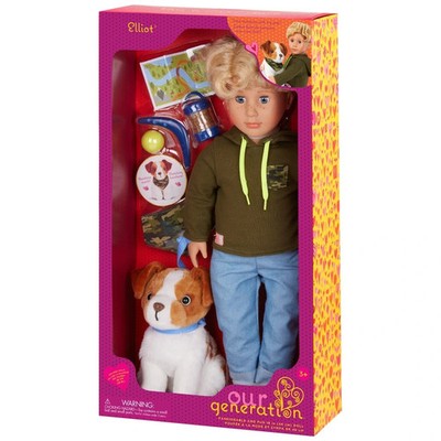 Our Generation Elliot Puppe mit Australian Shepherd Hund 46 cm