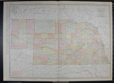 NEBRASKA - 1912 - RAND-McNALLY NEW COMMERCIAL ATLAS - SHOWS RAILROADS