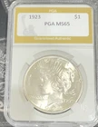 1923p  Peace Dollar * BU * Uncirculated Mint State PGA SLABBED MINT 65