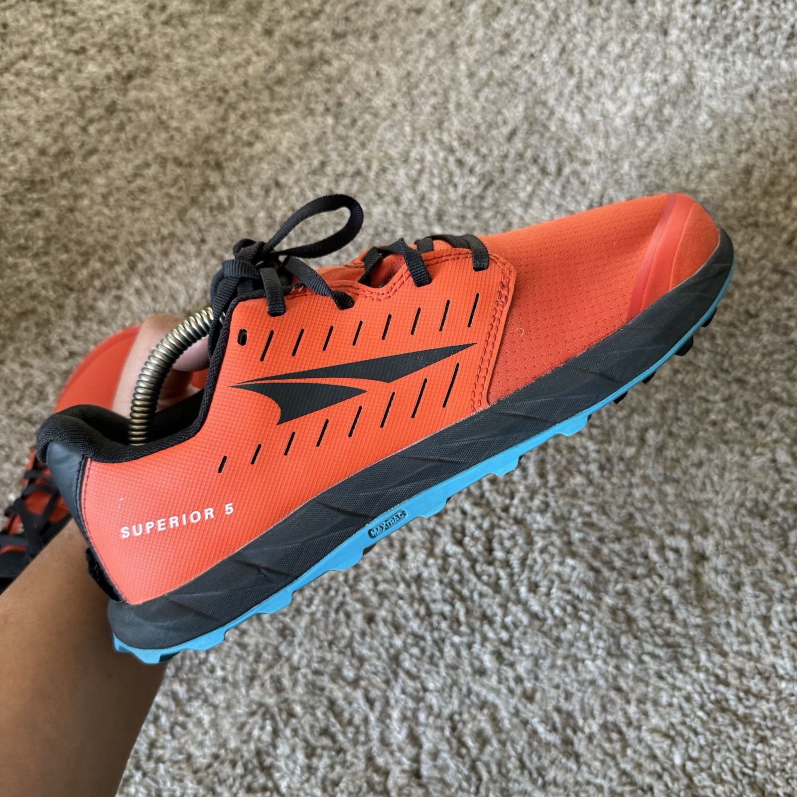 SAOLA Scarpe da trail running uomo Altra Superior 5 taglia 10 arancione stringate basse