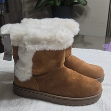 Kohl's Girls Chestnut Faux Fur Shearling Style Winter Boots Size 4 Pull On