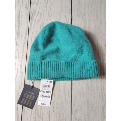 Charter Club Cashmere Beanie Hat Peacock Green Teal Knit 100160260HT NWT