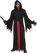 Fun World Ghost Face Mens Halloween Costume, One Size, Black/Red