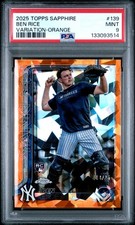 2025 TOPPS CHROME SAPPHIRE VARIATION-ORANGE #139 BEN RICE ROOKIE RC 14/25 PSA 9