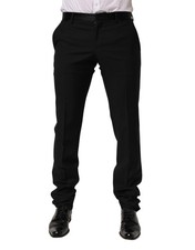 Dolce & Gabbana Black Wool Formal Dress Men Trouser Pants