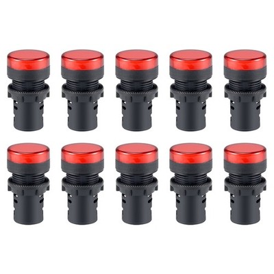 10 Pcs AC/DC 24V Indicator Lights For DIY Flush Panel Mount 7/8'' 22mm Red Green