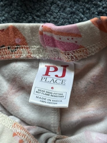 PJ Place Dziewczęca Biało-pomarańczowa Koszula i spodnie z długim rękawem Jesień Piżama Zestaw Rozmiar 6 - Zdjęcie 5 z 8