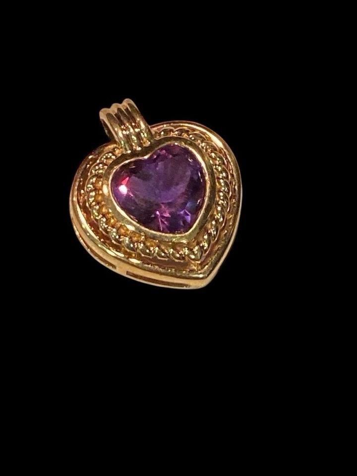 Dije colgante de amatista de oro amarillo sólido de 14 quilates 17 mm x 20 mm 3,4 gramos Foto 2 de 4