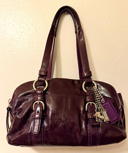 COACH Bonnie Deep Plum Patent Leather Satchel Shoulder Bag Y2K Vintage 12688 HTF