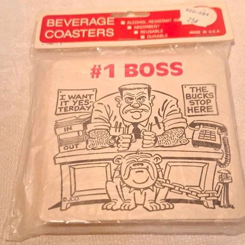 Maude Corporation #1 Boss Square Coaster Absorbent Reusable Durable Cardboard