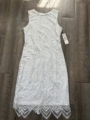 Sharagano Women's White Lace Sheath Dress Knee Length Sleeveless Size 12 | eBay Sharagano Women's White Lace Sheath Dress Knee Length Sleeveless Size 12 | eBay