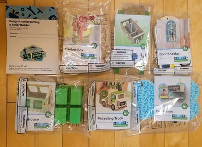 Lowe's JR. DIY BUILDER BUNDLE - 6 KID'S WORKSHOP KITS! Includes JR BUILDER PATCH