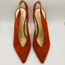 Nine West Red Suede Leather Upper Heels Sling Back Evening Dress Women’s Sz L