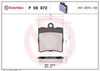 P 50 072 Brembo Bremsbelagsatz, Scheibenbremse FüR MERCEDES-BENZ
