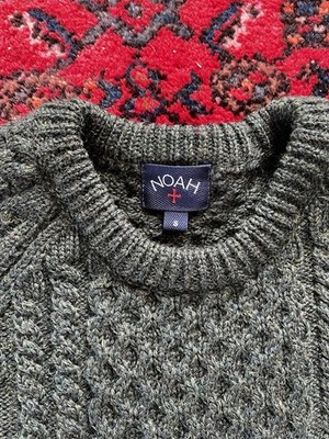 NOAH NYC Peregrine Wool The Fisherman Cable Knit Aran Sweater 