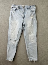 Abercrombie  Fitch The Mom High Rise Jeans Light Wash Distressed Sz 32 / 14L