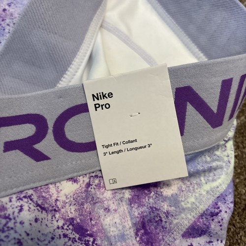 Nike PRO 3" Run Wild Training Shorts-Purple GIRL'S L DQ3388 572 - Picture 5 of 9