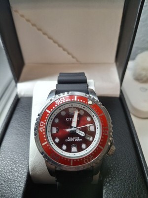 CITIZEN Eco-Drive Divers 200m Red Watch From Japan