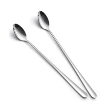 IQCWOOD Ice Tea Spoons, 9-Inch Long Handle Spoons, Stirring Spoon for Ice Cre...