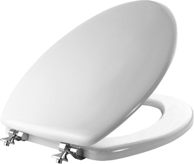 1844CP 000 Toilet Seat with Chrome Hinges Will Never Come Loose, ELONGATE , Whit