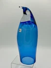Blenko Handmade Glass 8020S Penguin in Sapphire Don Shepherd Design w/sticker