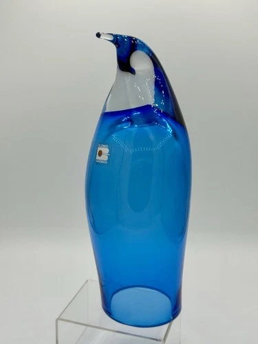 Blenko Handmade Glass 8020S Penguin in Sapphire Don Shepherd Design w/sticker