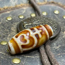 Ancient Tibetan DZI Beads Old Agate Treasure Bottle Totem Amulet Pendant #3096