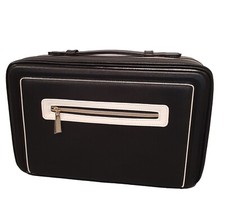 Estee Lauder Makeup Case Black White with Gold Hardware Zip