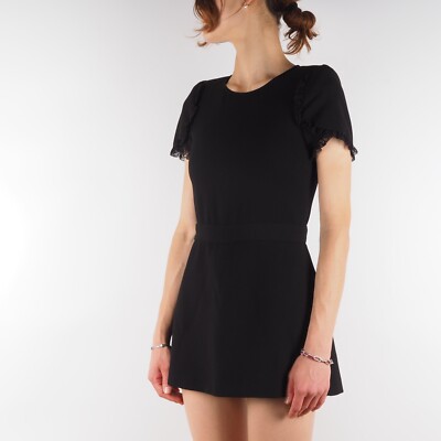 Maje Ively Women's Black Lace Trim Ruffle Sleeve Mini Dress Romper Size FR  36 | eBay