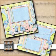 SPRING 2 premade scrapbook pages paper layout printed 12x12 DIGISCRAP A0515