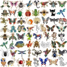 Butterfly Animal Pearl Crystal Brooch Pin Women Jewelry Wedding Bridal Wholesale