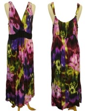 Mlle  Cabrielle Multicolor Tie Dye Maxi Dress Sz M Cross Over Front V-Neck