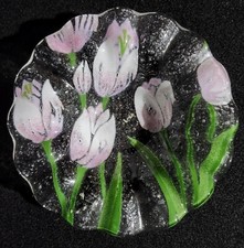 Piatto caramelle tulipano in vetro artistico arruffato trasparente