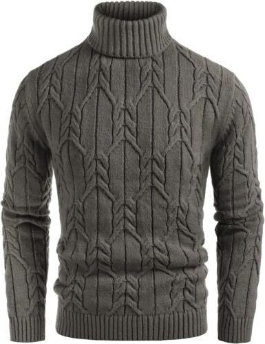 GRACE KARIN Men's Turtneck Pullover Sweaters Long Sleeve Solid Color Twisted Kni - Afbeelding 1 van 18