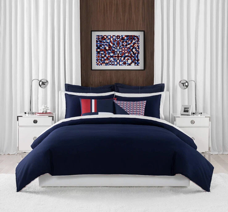 Tommy Hilfiger Classic Pique King Duvet Cover Set 3pc Blue eBay