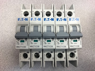 (5)pcs. EATON WMZT1C08, CIRCUIT BREAKER, 1POLE, 8A, 240/415VAC, 50/60HZ,