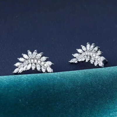 2Ct Marquise Lab Created White Diamond Stud Earrings 14K White Gold Plated