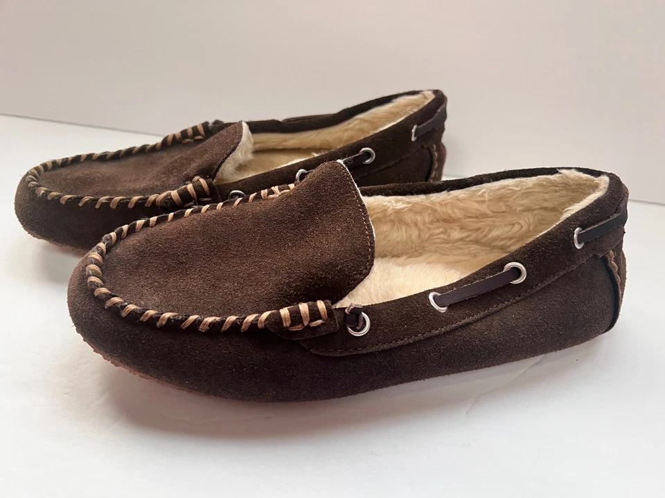 Zapatillas Mocasín Gamuza Lands End Forro Sherpa Juvenil Talla 7 Marrón Foto 2 de 4