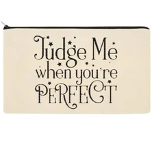 Judge Me Canvas Makeup Bag Zipper Pouch Pencil Bag Cosmetic Bag