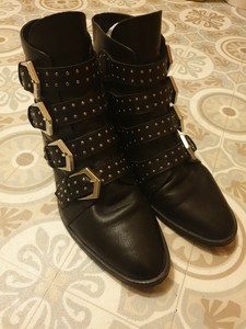 black studded ankle boots