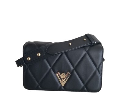解説: Valentino Orlandi Shoulder Bag Valentino Orlandi Quilted V-Logo Bag•Gold-chain Strap& Top
